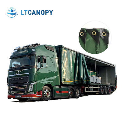 Litong de alta calidad Ripstop Color verde oscuro Tarpaulins recubiertos de PVC a prueba de agua para camiones Capa de camión Tarpa Cortina lateral de PVC