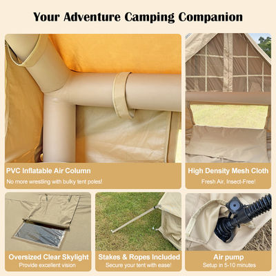 Tienda de campamento inflable de tela de Oxford 600D con tela resistente al agua duradera para aventuras al aire libre