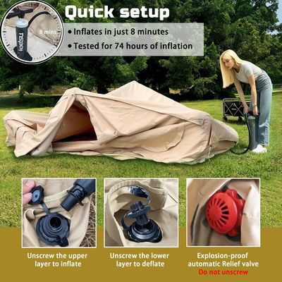 Litong Tienda de campaña inflable de lona Oxford 600D duradera para acampar