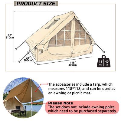Litong Tienda de campaña inflable de lona Oxford 600D duradera para acampar